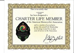 Charter Life Member certificate -