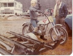 Me at a Trials Event at Candytown on my Honda TL-125 talking with my Dad in 1972 or 1973.