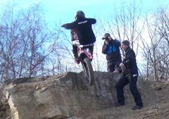 Michael Brown Tackling a Large step 30 - 40 feet up the Quarry face. BVM 2013 Test day.