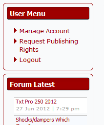default user menu